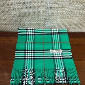 🎄VTG Cashmere Feel Green Tartan Plaid Scarf Luxurious 100% Acrylic Super Soft